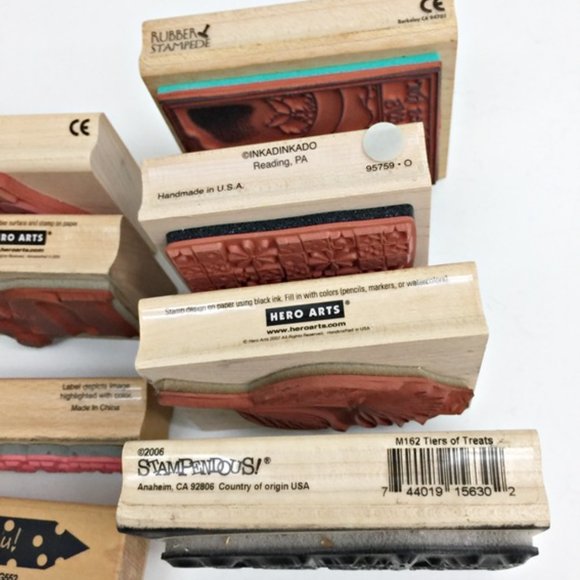 Lot 11 Rubber Stamps Hero Arts Inkadinkado Stampe - Picture 11 of 11